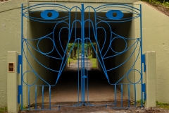 The Grace Gate artwork by Willie Cole The Bushkill Curtain installation dips into Bushkill Creek on the Karl Stirner Arts Trail