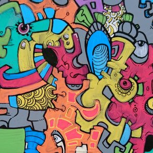 Abstract painting on the artwork Electric by Devin Feely on the Karl Stirner Arts Trail in Easton, Pennsylvania