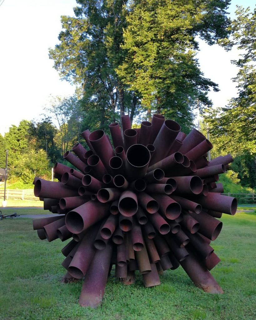 The metal sculpture Corymb Exploding by Steve Tobin on the Karl Stirner Arts Trail in Easton, Pennsylvania