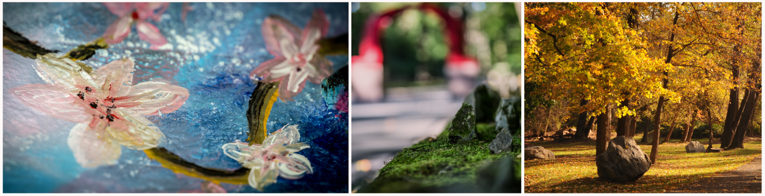 Three images of artwork from on the Karl Stirner Arts Trail in Easton, Pennsylvania